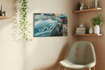 Velocity in Motion II automobile canvas print, displayed in a living room