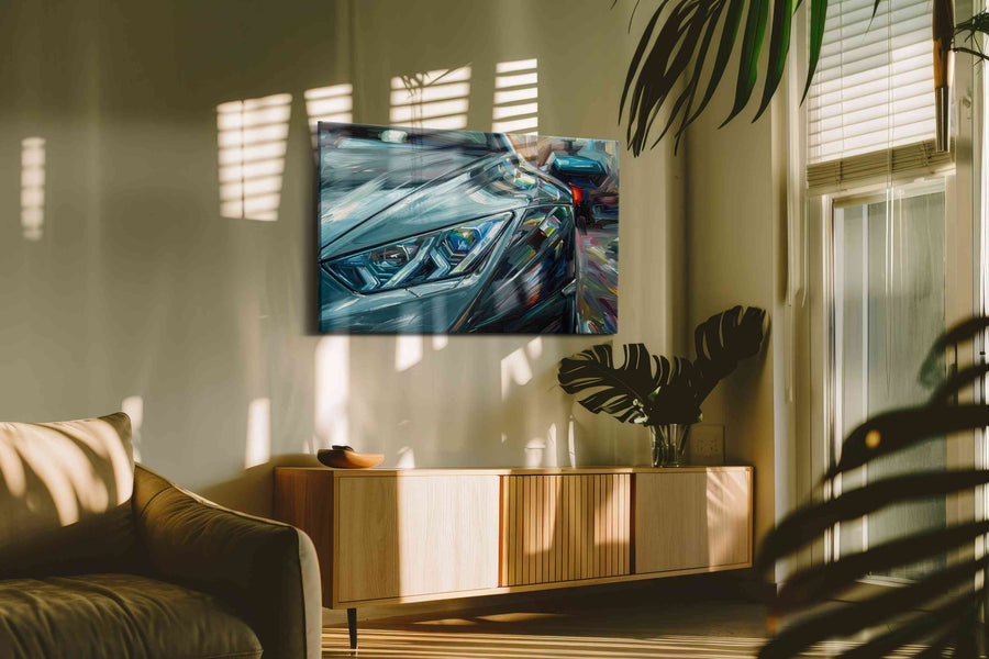 Velocity in Motion II automobile canvas print, on wall, lifestyle preview