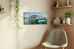 Velocity in Motion III automobile canvas print, displayed in a living room