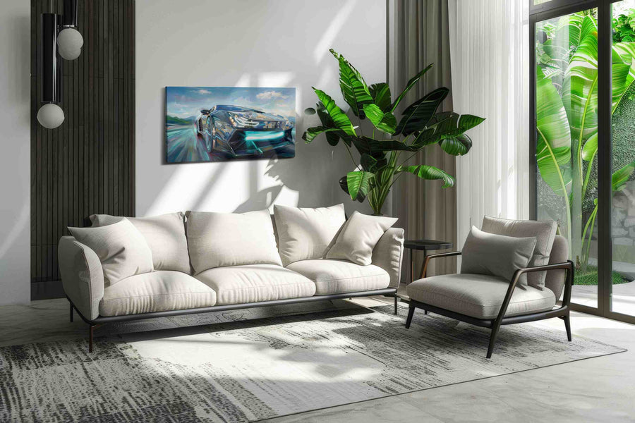 Velocity in Motion III automobile canvas print, on wall, lifestyle preview