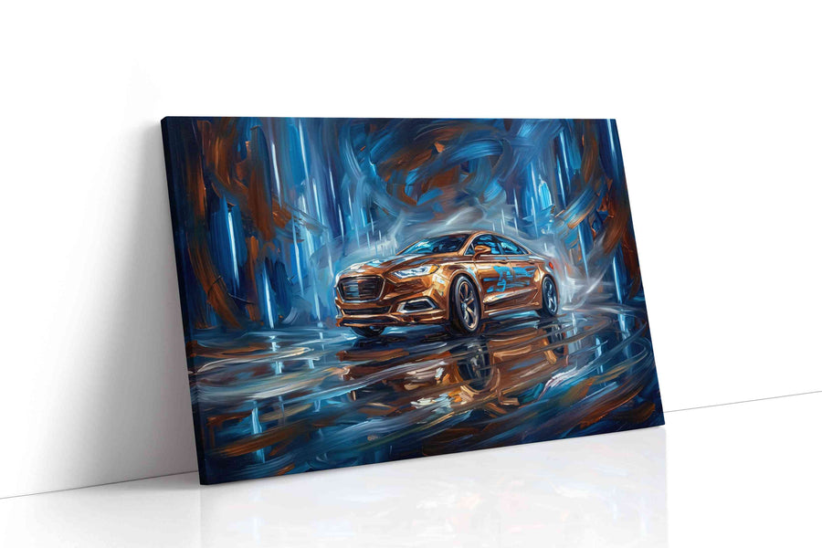 Velocity in Vivid Blue automobile canvas print gallery-wrapped landscape canvas studio shot