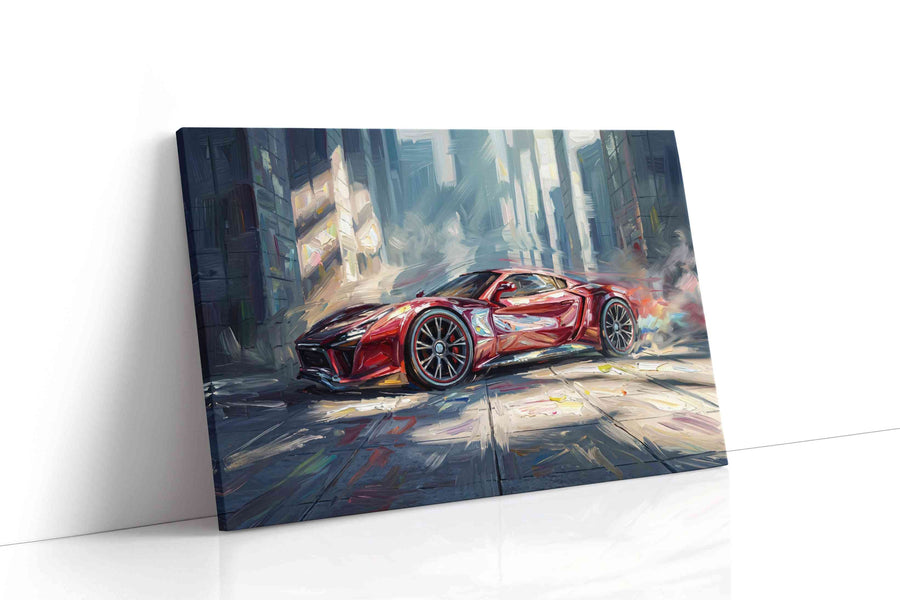 Velocity in Vivid Strokes automobile canvas print gallery-wrapped landscape canvas studio shot