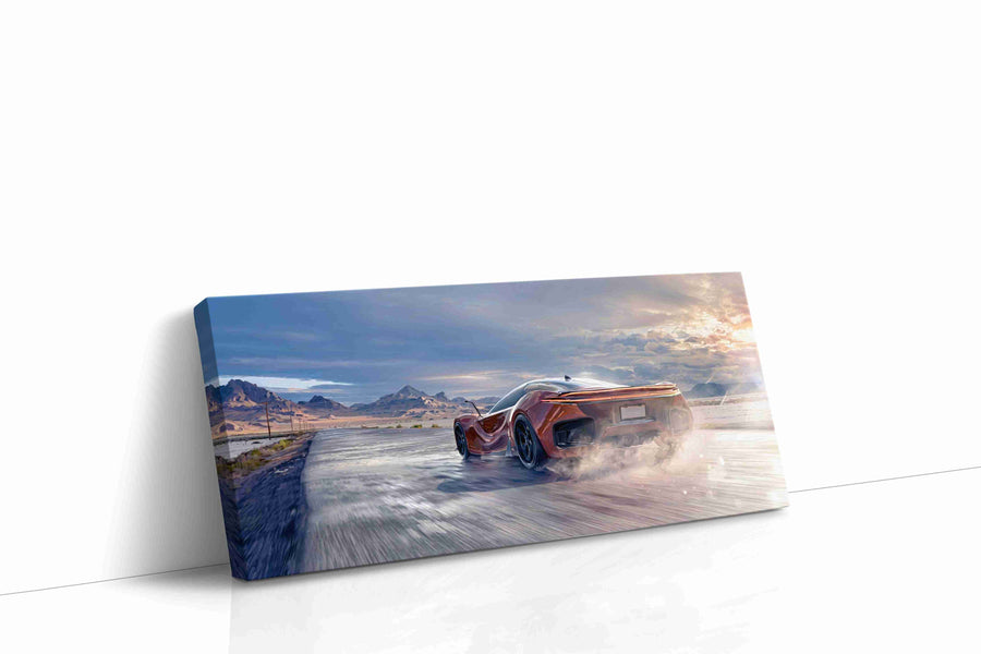 Velocity in the Desert Sun automobile canvas print gallery-wrapped landscape canvas studio shot