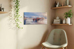 Velocity in the Desert Sun automobile canvas print, displayed in a living room