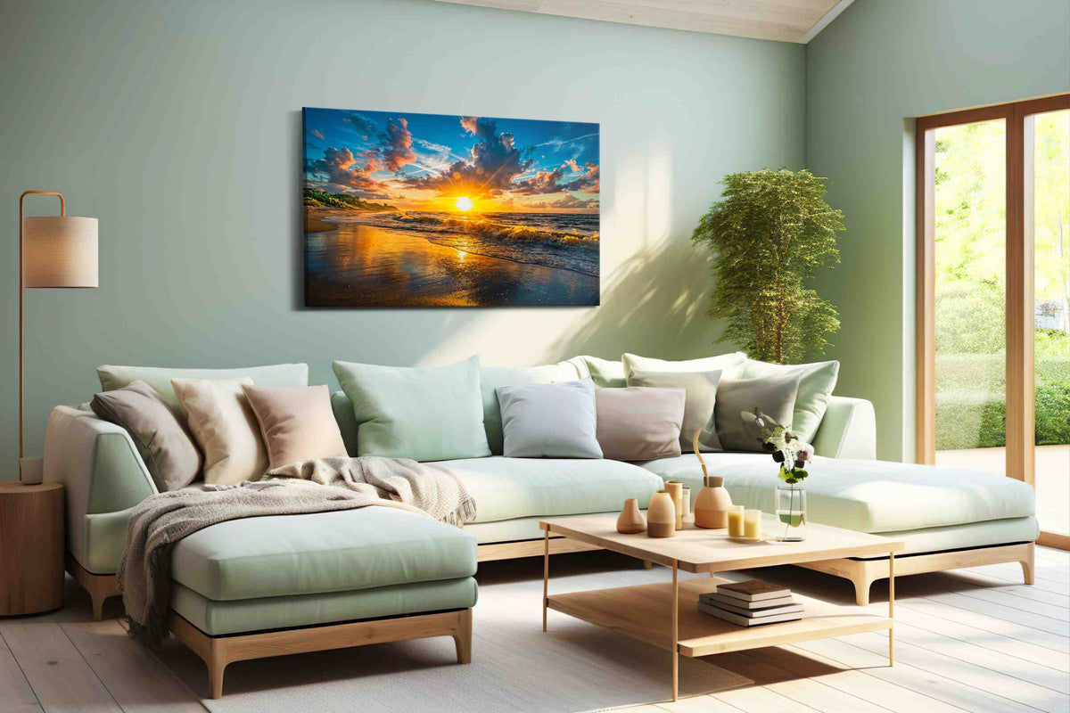 Radiant Horizon Dreamscape summer canvas print shown in a wall scene
