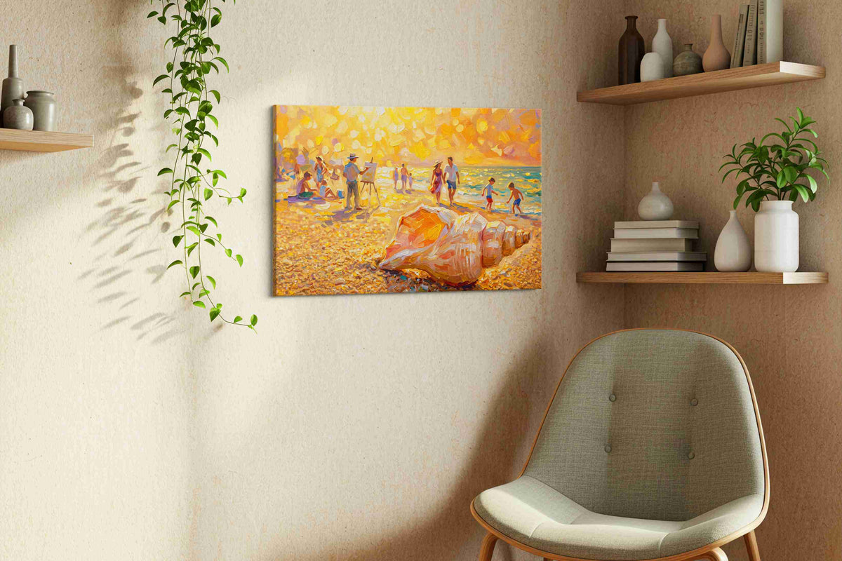 Sunlit Beach Reverie - Summer, Summer Wall Art, Seasonal Canvas Print, Bright Decor