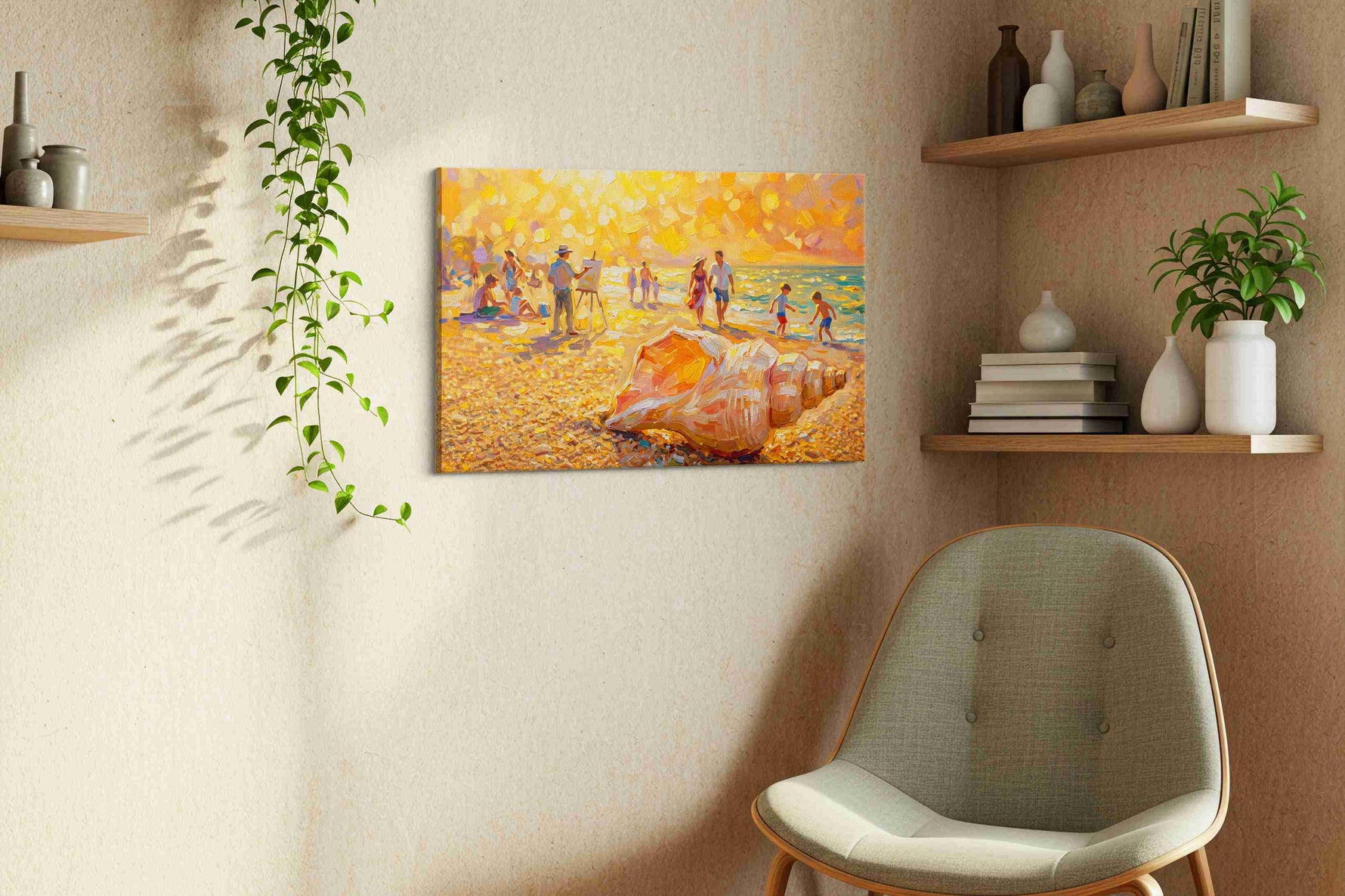 Sunlit Beach Reverie - Summer, Summer Wall Art, Seasonal Canvas Print, Bright Decor