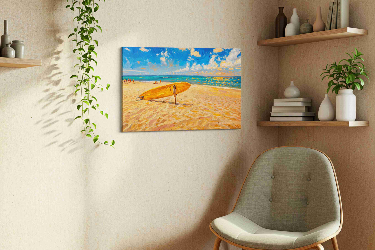 Sunlit Surf Harmony - Summer, Summer Wall Art, Seasonal Canvas Print, Bright Decor