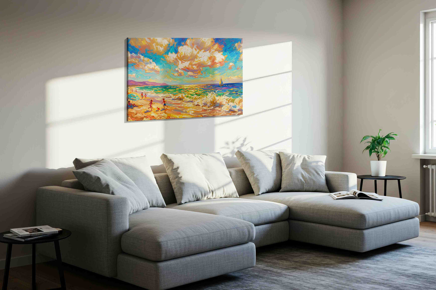 Sunlit Symphony by the Sea - Summer, Summer Wall Art, Seasonal Canvas Print, Bright Decor