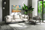 Sunlit Symphony by the Sea summer canvas print, on wall, lifestyle preview