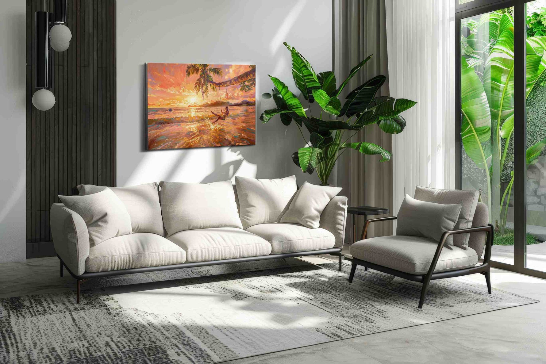 Sunset Serenade Swing summer canvas print, on wall, lifestyle preview
