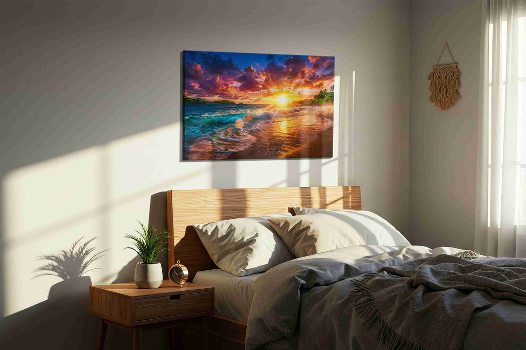 Sunset Serenade by the Sea - Summer, Summer Wall Art, Seasonal Canvas Print, Bright Decor