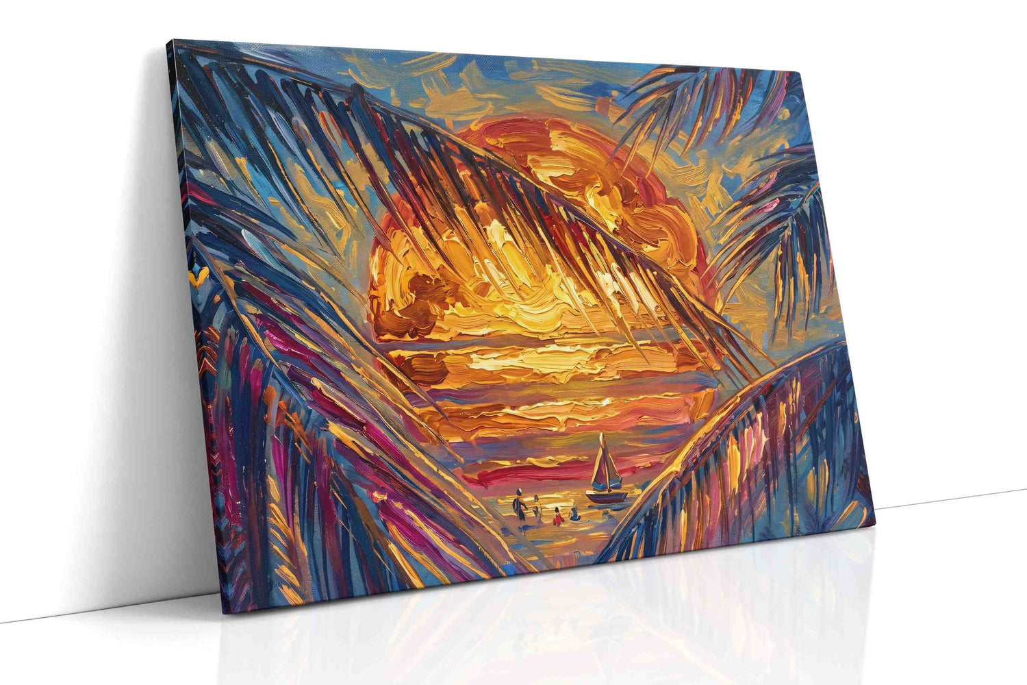 Tropical Dreamscape Sunset - Summer, Summer Wall Art, Seasonal Canvas Print, Bright Decor