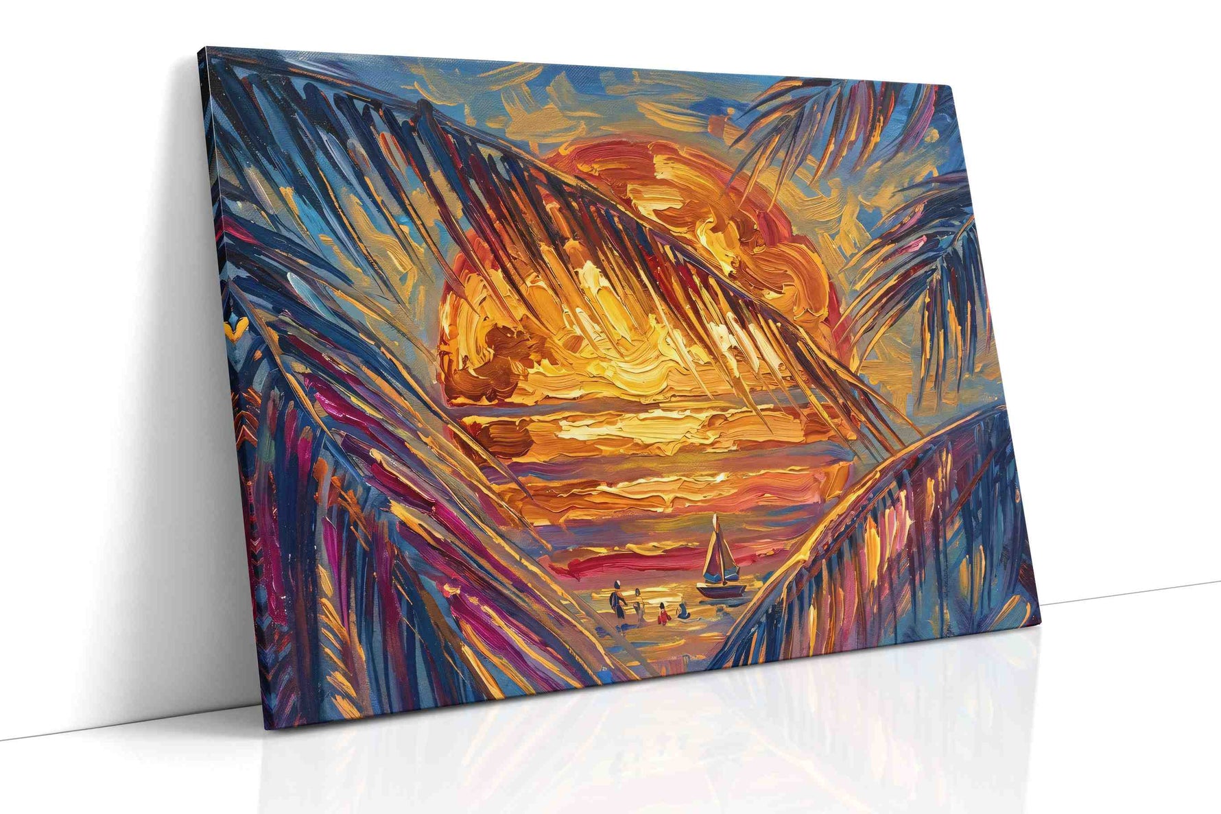 Tropical Dreamscape Sunset - Summer, Summer Wall Art, Seasonal Canvas Print, Bright Decor
