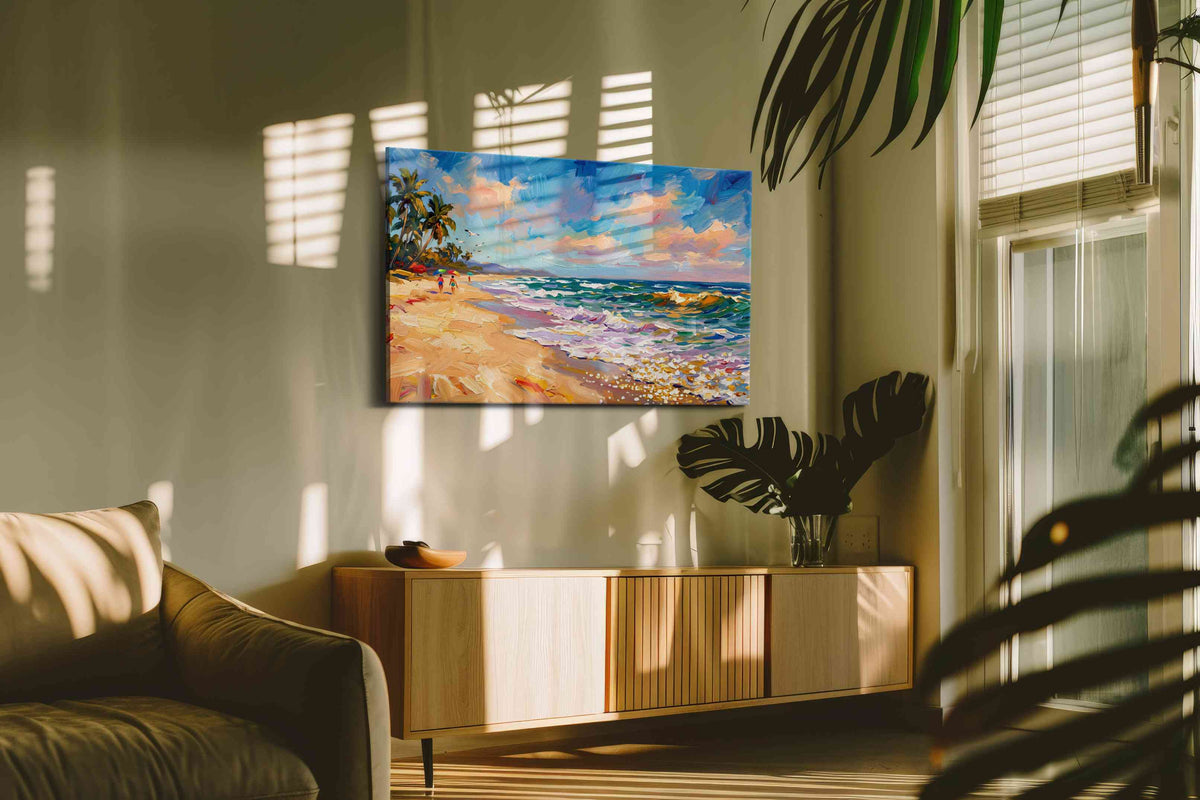 Vibrant Shores at Sunset summer canvas print, on wall, lifestyle preview