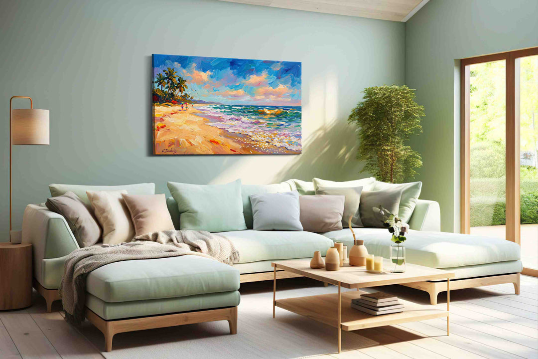 Vibrant Shores at Sunset - Summer, Summer Wall Art, Seasonal Canvas Print, Bright Decor