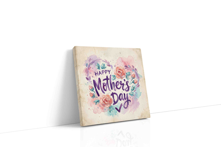 Blooming Mother's Love typography canvas print, gallery-wrapped, ready to hang