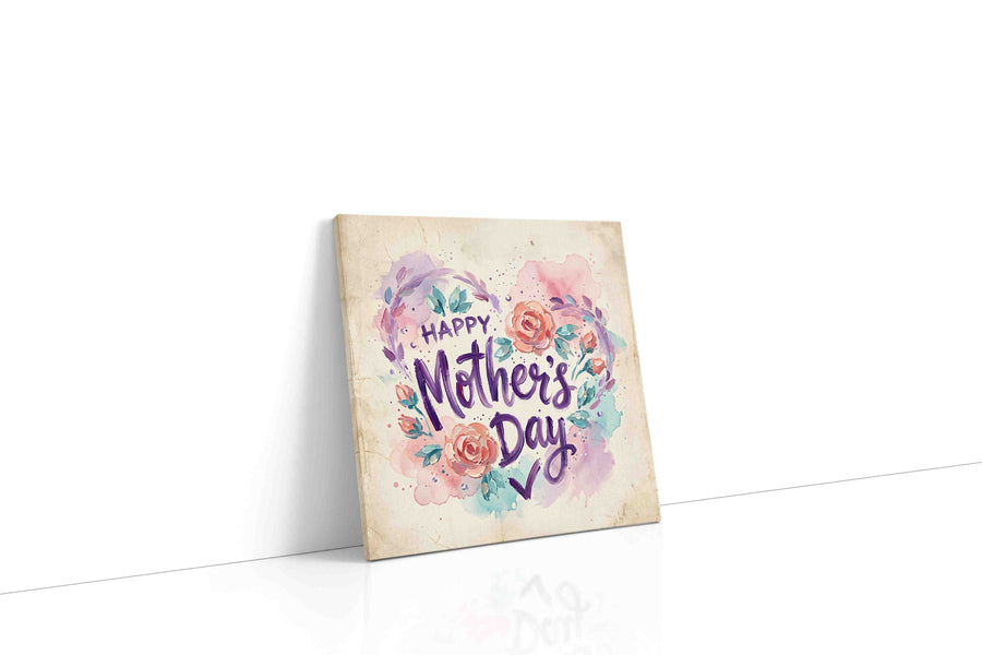 Blooming Mother's Love typography canvas print gallery-wrapped square canvas studio shot