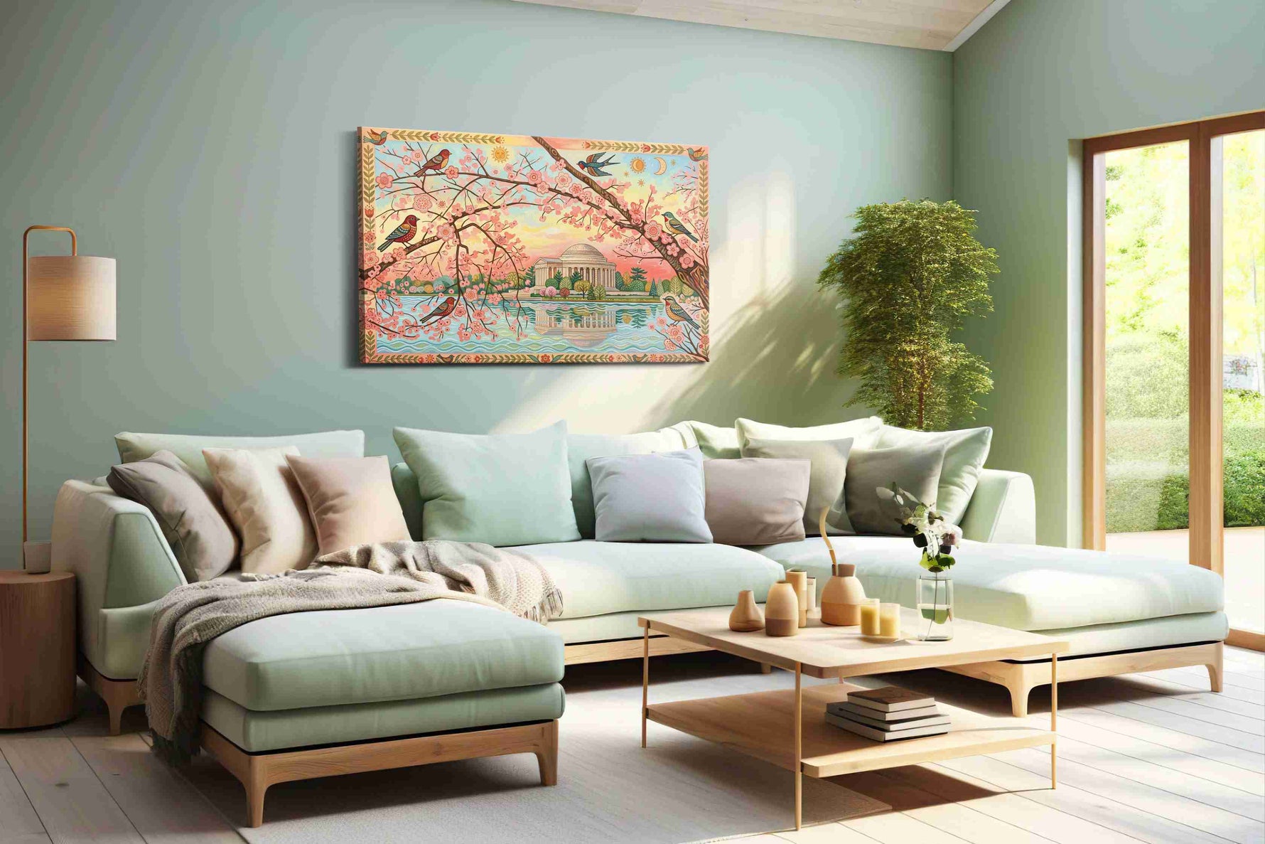 Blossoms Over Jefferson spring canvas print, hanging on wall