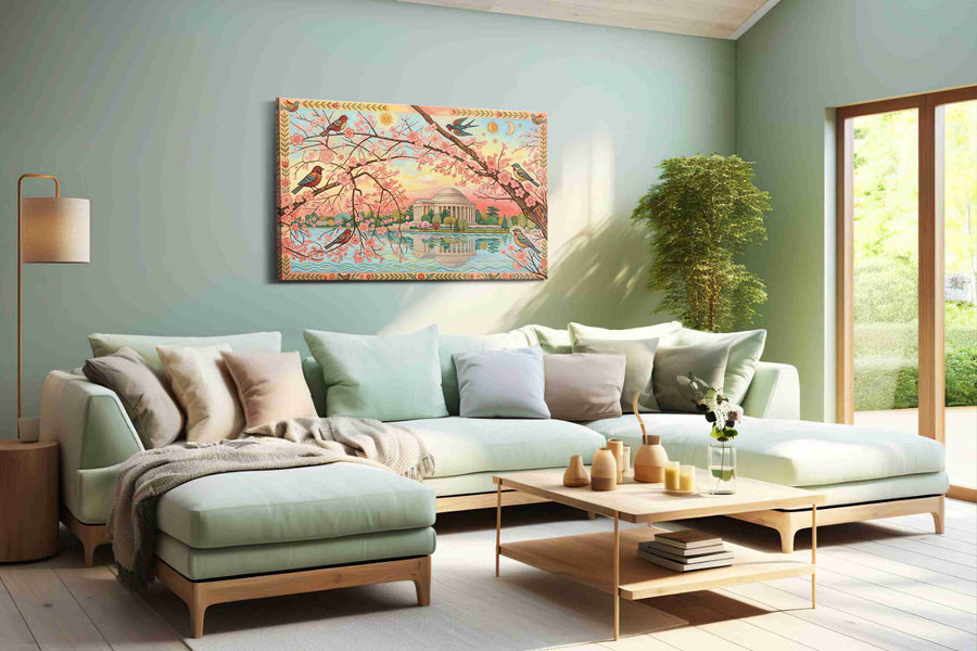 Blossoms Over Jefferson spring canvas print, hanging on wall