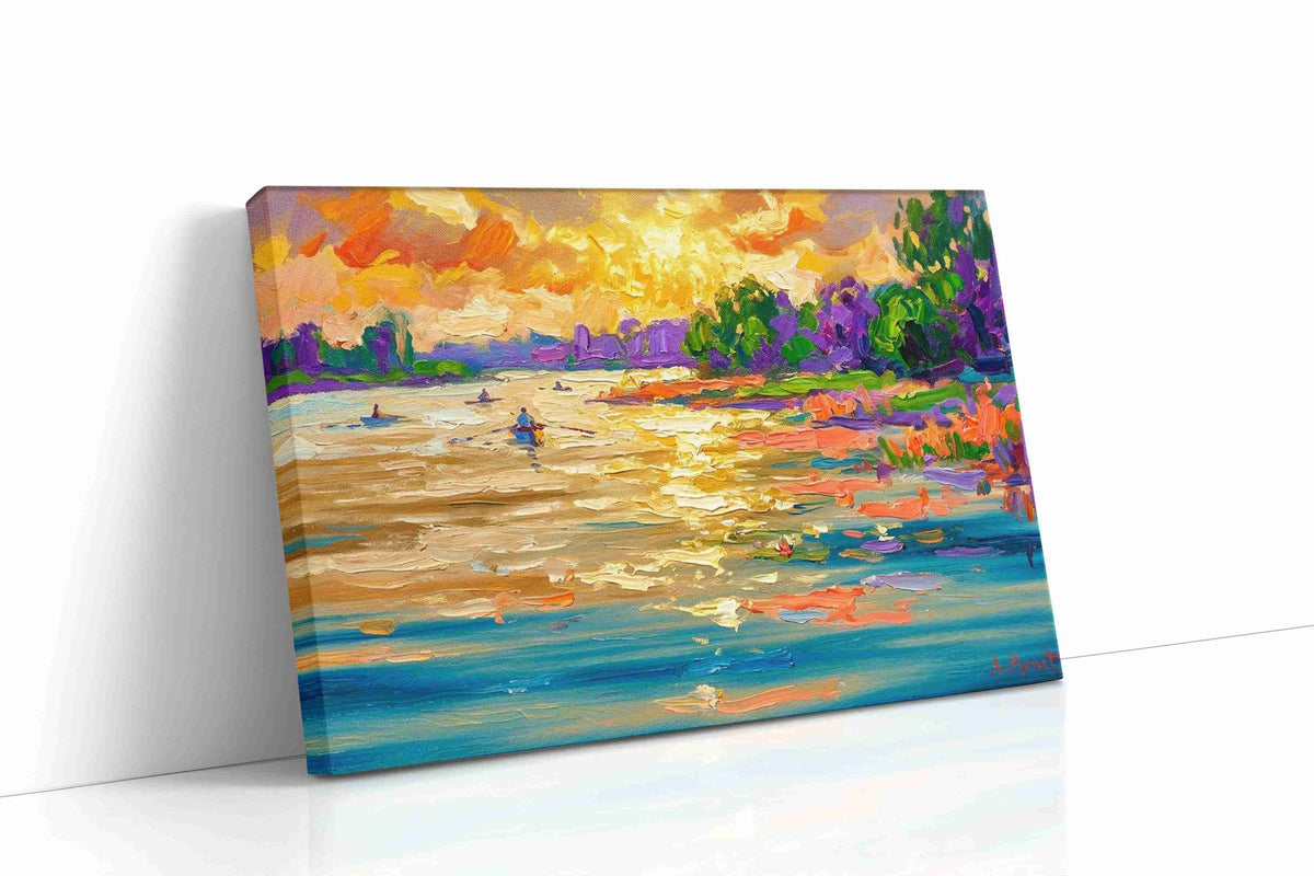 Radiant River Serenade summer canvas print gallery-wrapped landscape canvas studio shot