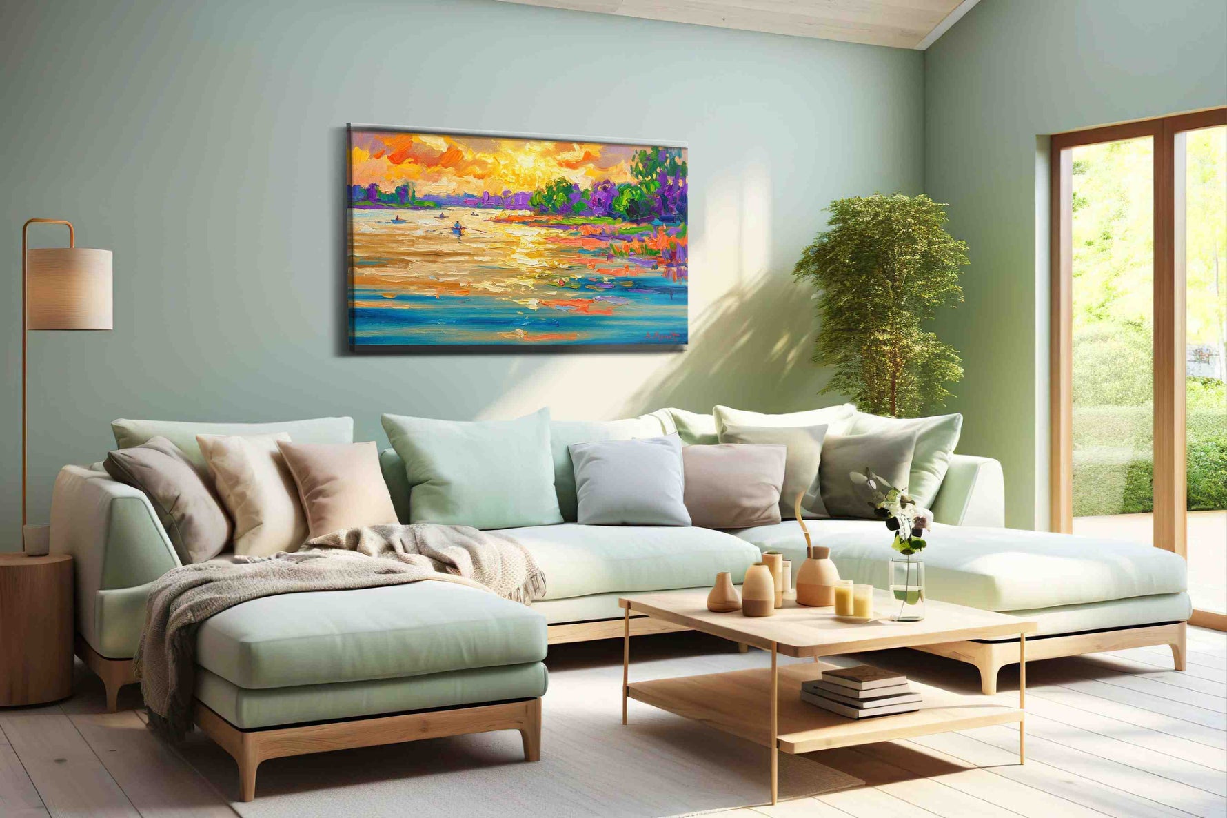 Radiant River Serenade summer canvas print, hanging on wall