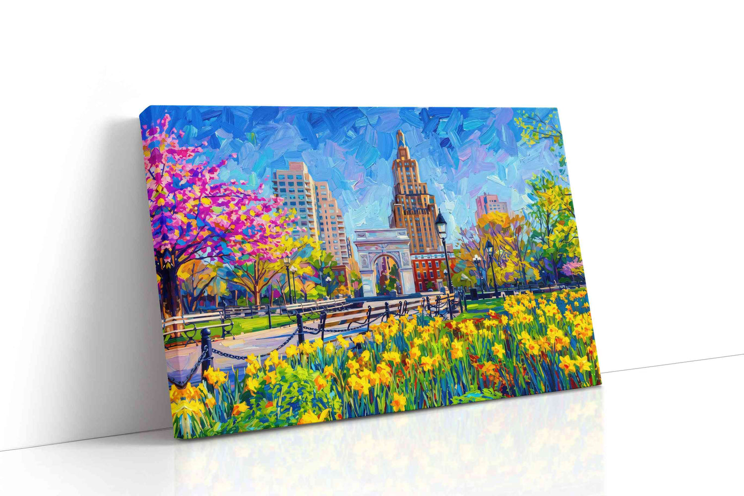 Spring Harmony in the City spring canvas print, gallery-wrapped, ready to hang