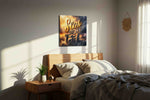 Ascend or Descend motivational canvas print, displayed in a bedroom
