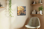 Ascend or Descend motivational canvas print, displayed in a living room