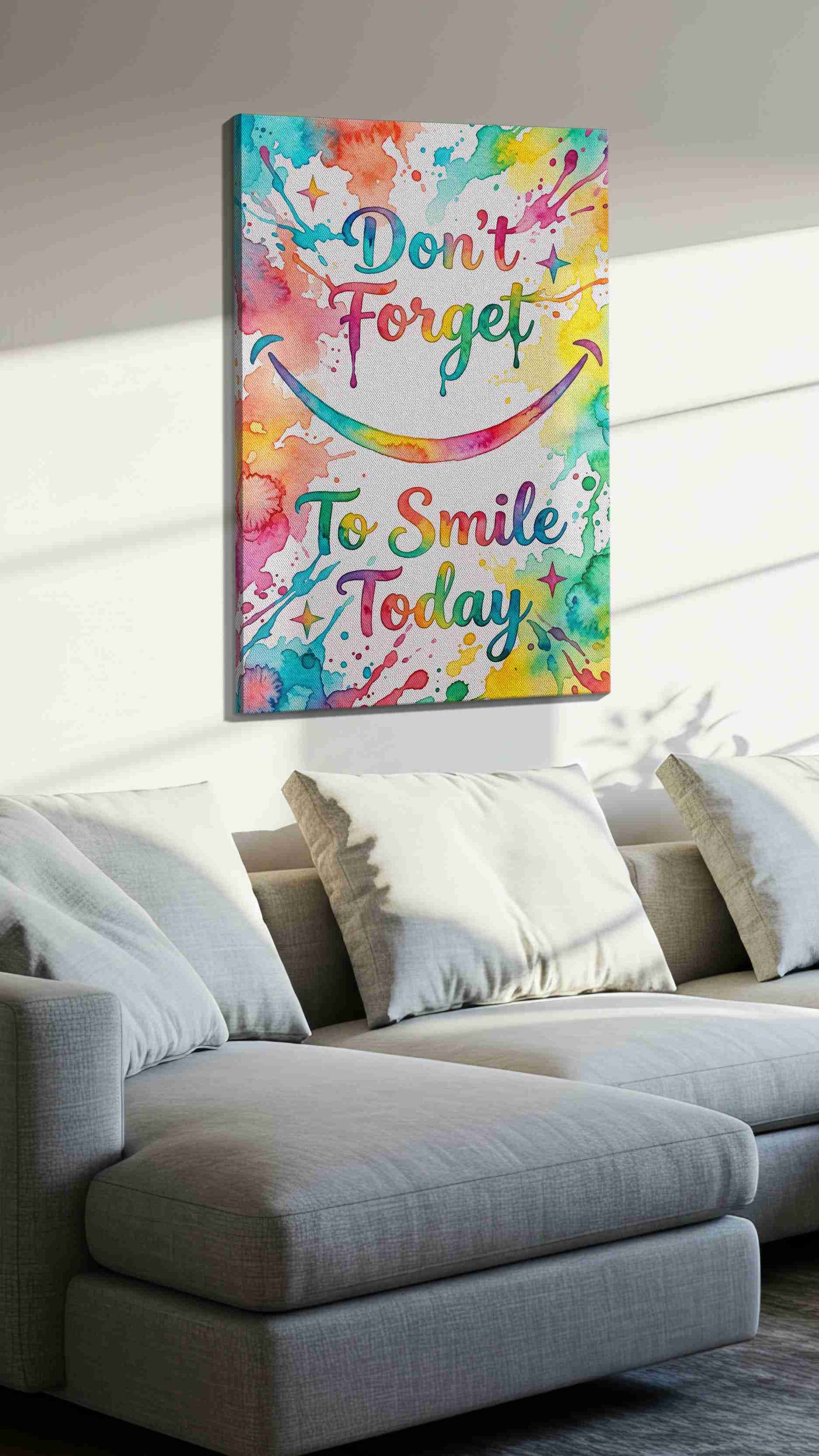 Chromatic Cheer motivational canvas print, displayed in a living room