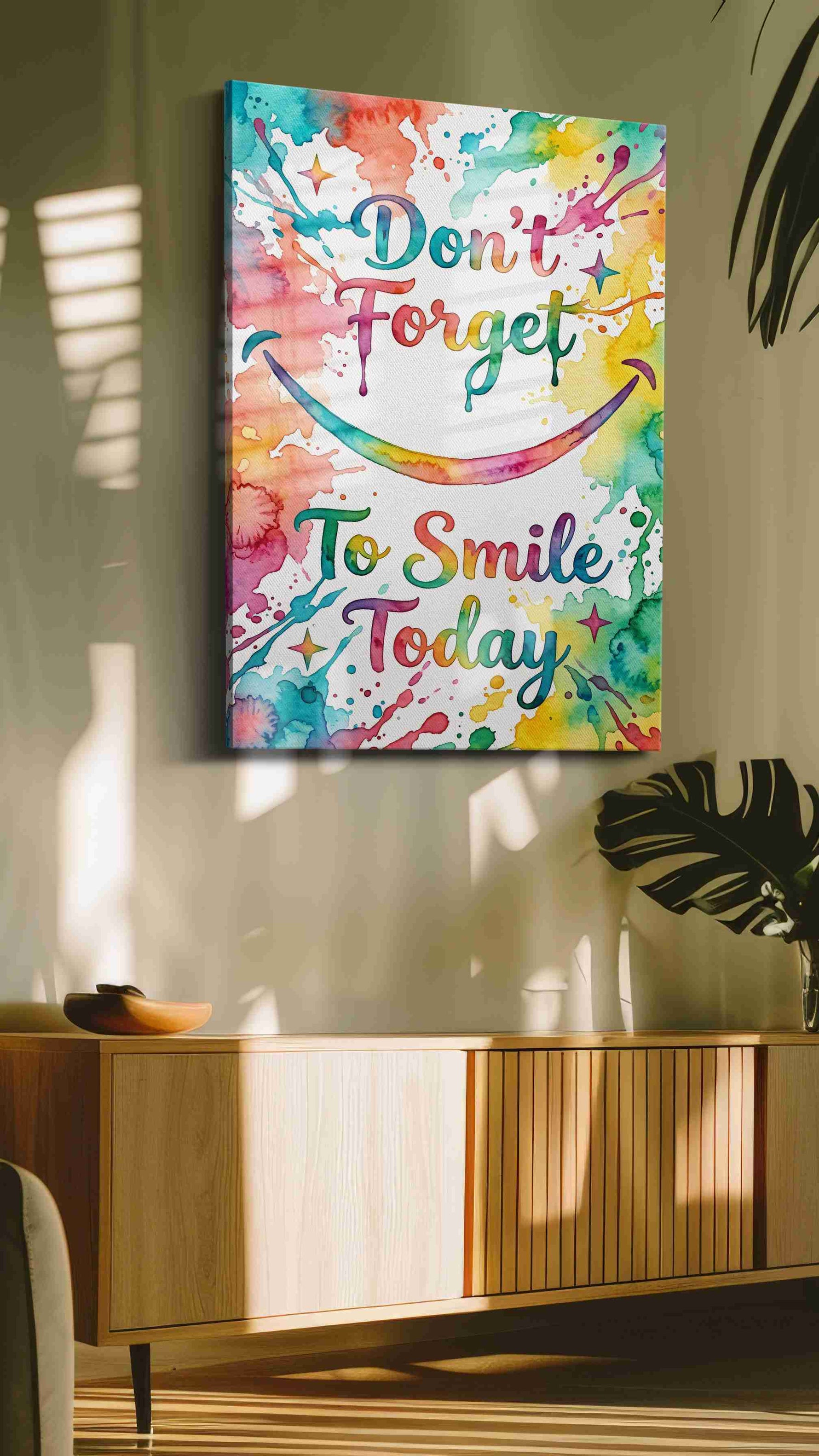 Chromatic Cheer motivational canvas print, on wall, lifestyle preview