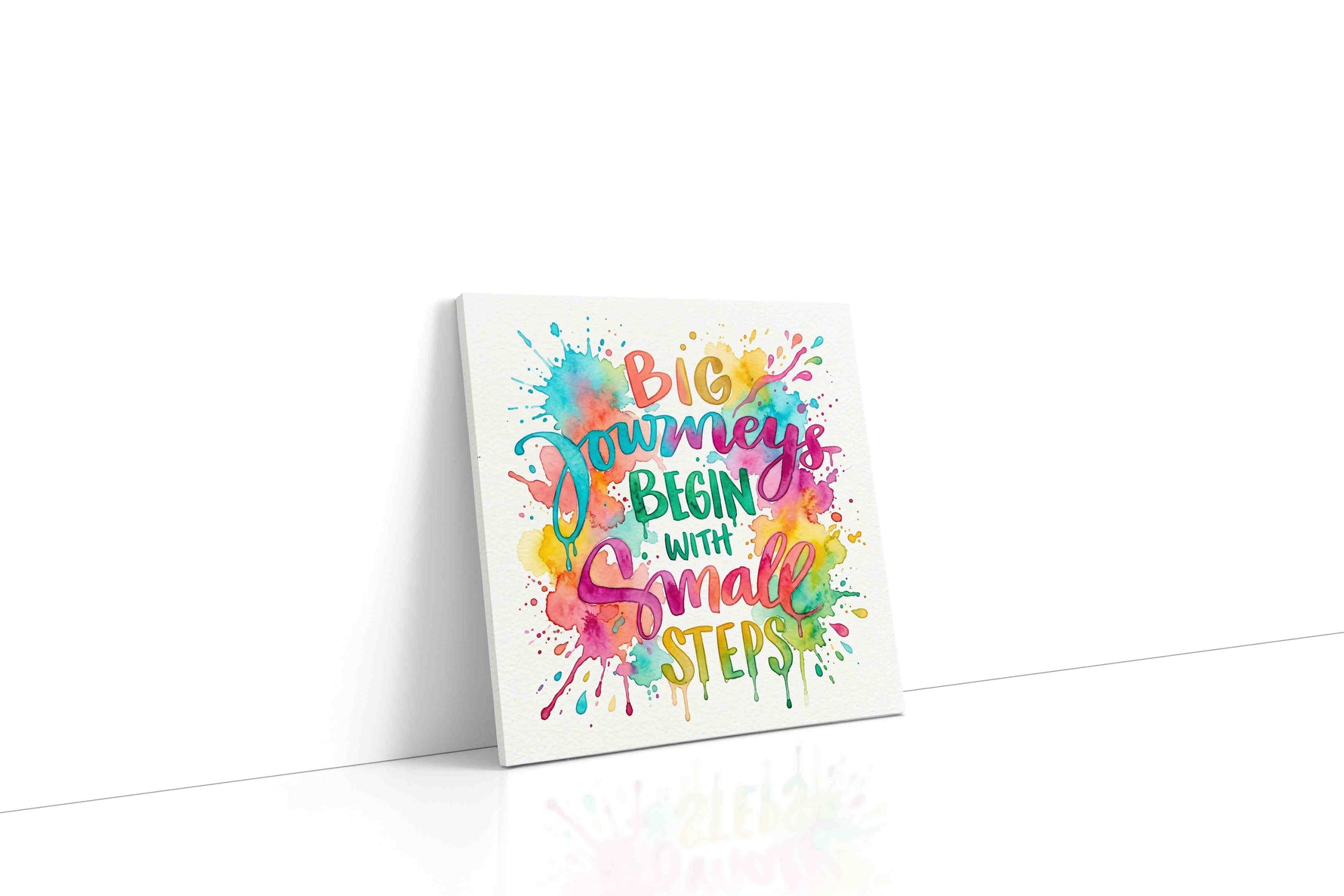 Colorful Beginnings motivational canvas print gallery-wrapped square canvas studio shot