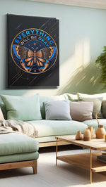 Cosmic Butterfly Assurance motivational canvas print, hanging on wall