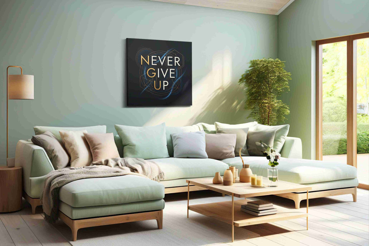 Cosmic Determination motivational canvas print, hanging on wall