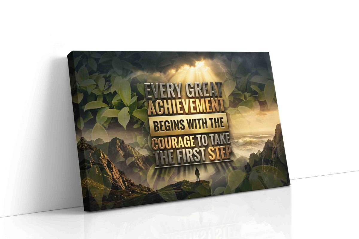 Courageous Dawn motivational canvas print gallery-wrapped landscape canvas studio shot