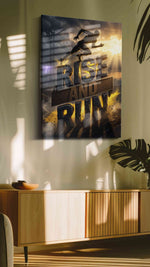 Dawn of Determination motivational canvas print in a contemporary interior mockup