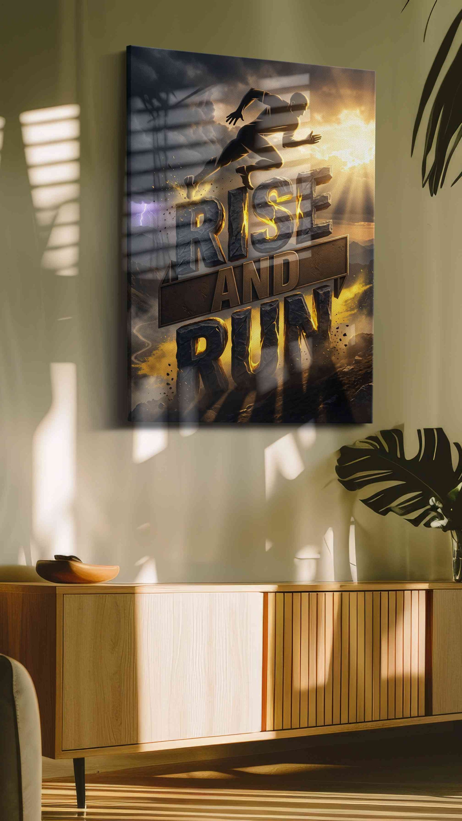 Dawn of Determination motivational canvas print in a contemporary interior mockup