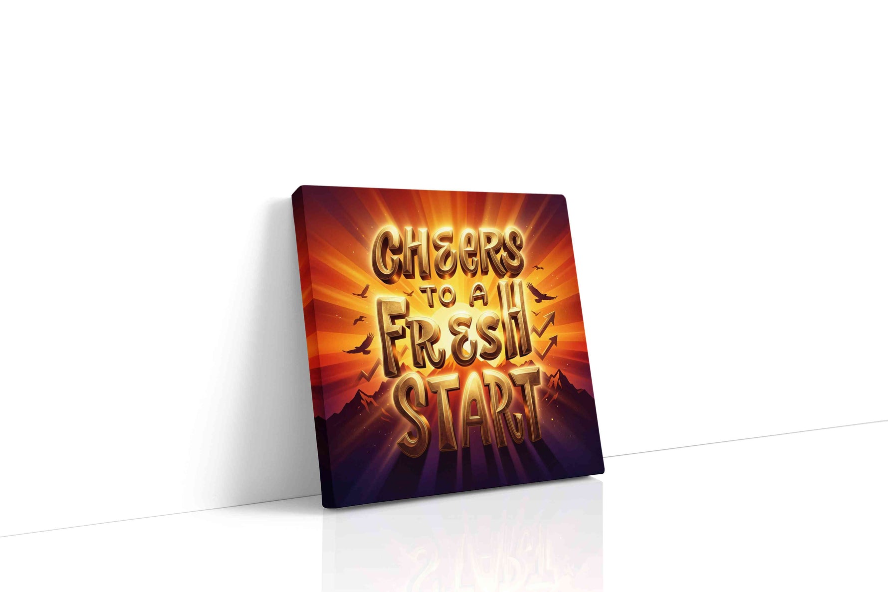 Dawn of New Beginnings motivational canvas print gallery-wrapped square canvas studio shot
