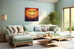 Dawn of New Beginnings motivational canvas print, hanging on wall