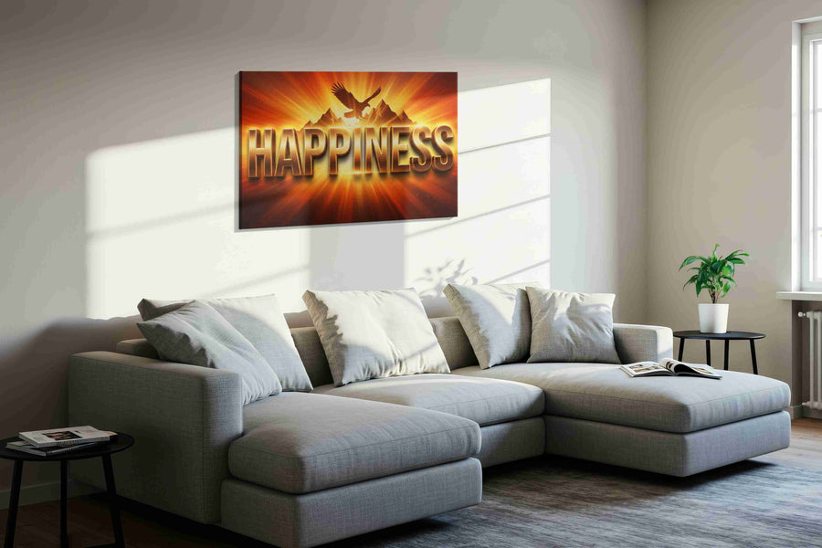 Eagle's Radiance motivational canvas print, displayed in a living room