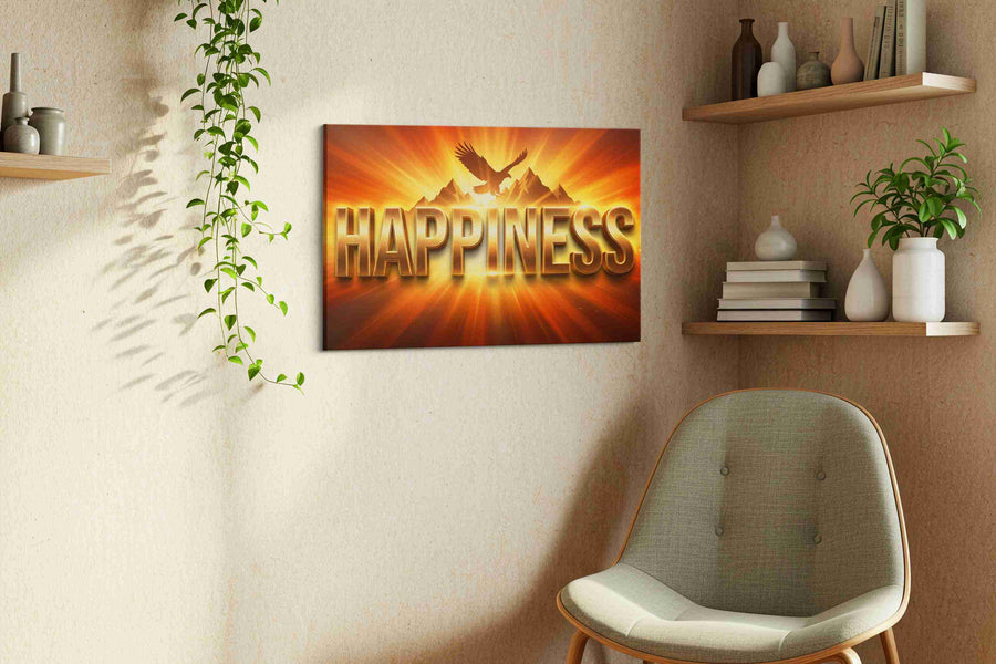 Eagle's Radiance motivational canvas print in a living room scene