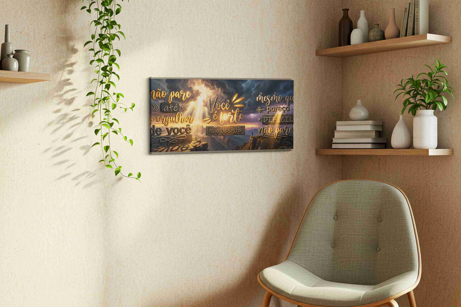 Empowering Horizons motivational canvas print in a living room scene