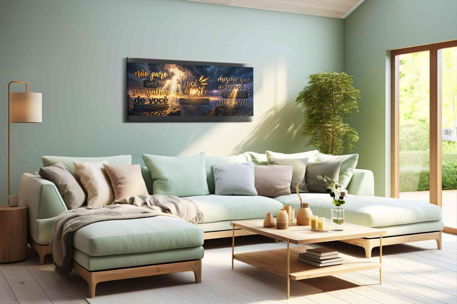 Empowering Horizons motivational canvas print, hanging on wall