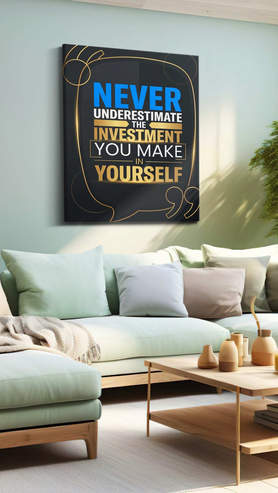 Empowerment Echoes motivational canvas print, hanging on wall