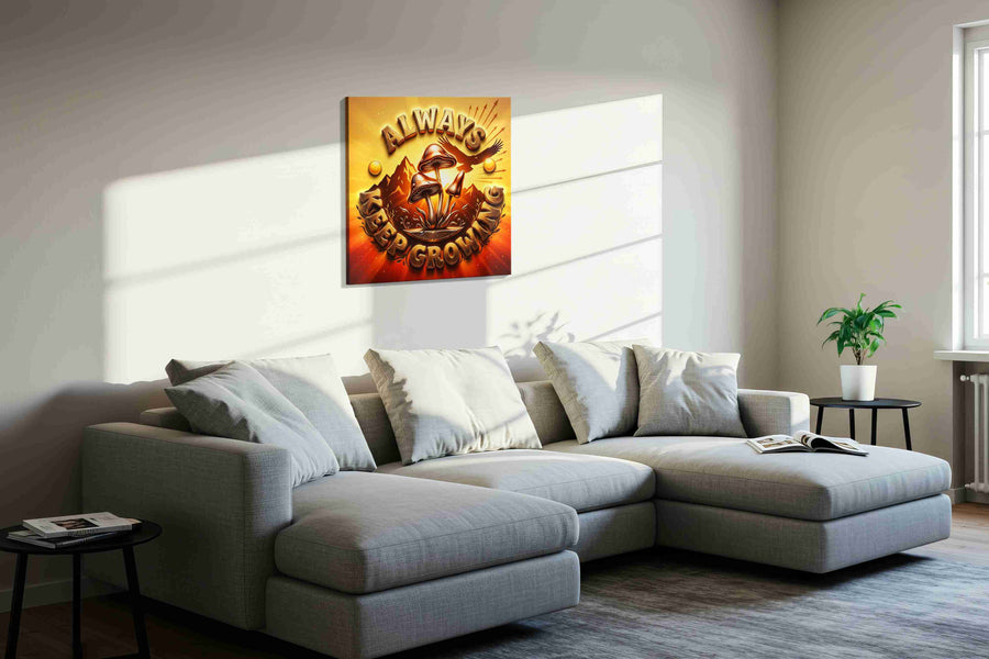 Eternal Bloom in Light motivational canvas print, displayed in a living room