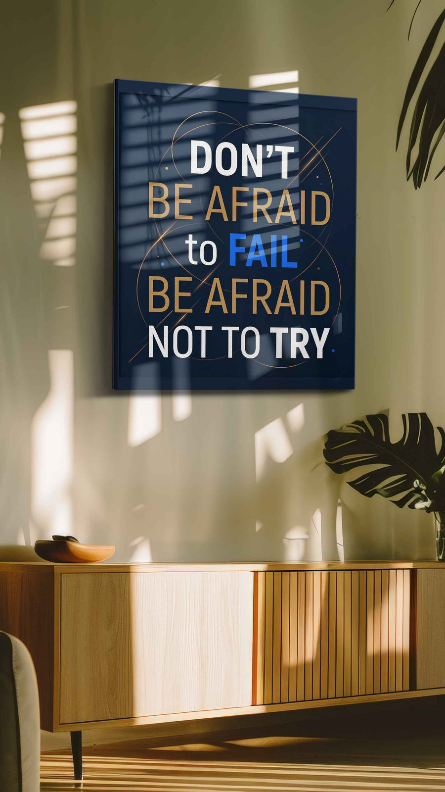 Fearless Ambition motivational canvas print, on wall, lifestyle preview