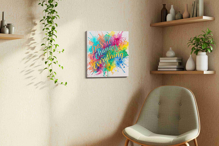 Flourish of Colorful Inspiration motivational canvas print, hanging on wall