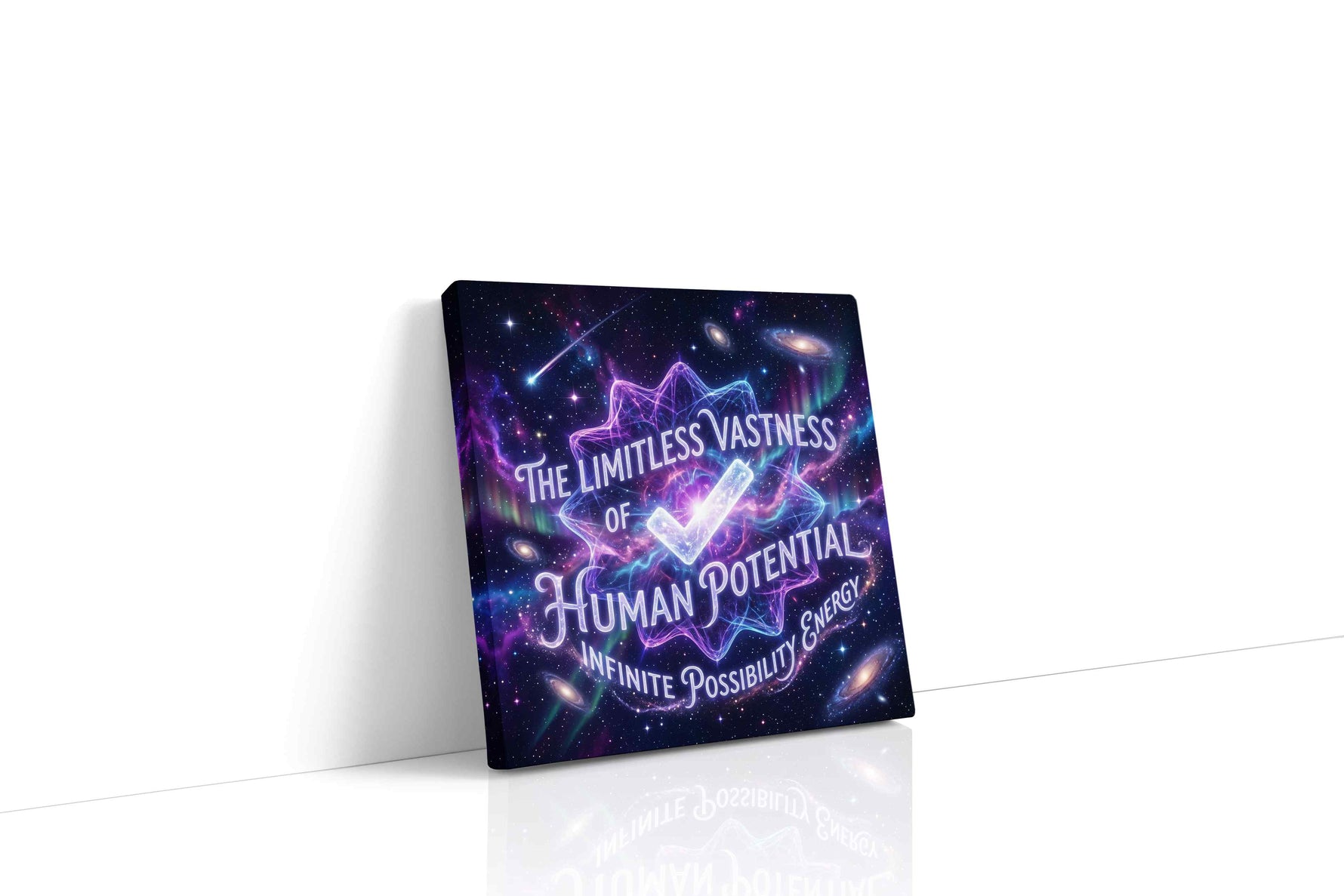 Galactic Dreams Unleashed motivational canvas print gallery-wrapped square canvas studio shot