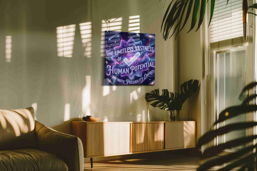 Galactic Dreams Unleashed motivational canvas print in a hung canvas mockup