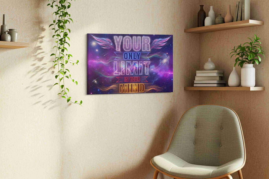 Galactic Inspiration Limitless motivational canvas print, hanging on wall — view 2